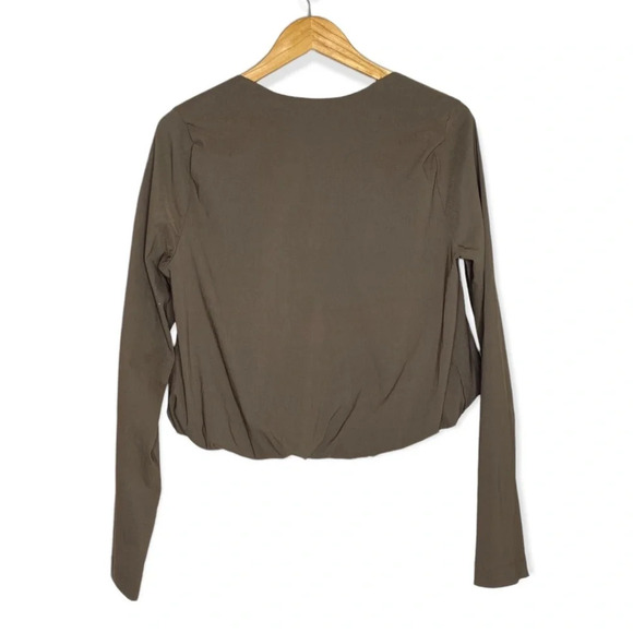 Zara Army Green Sweetheart Neckline Long Sleeve Crop Top Size Medium - Picture 9 of 12